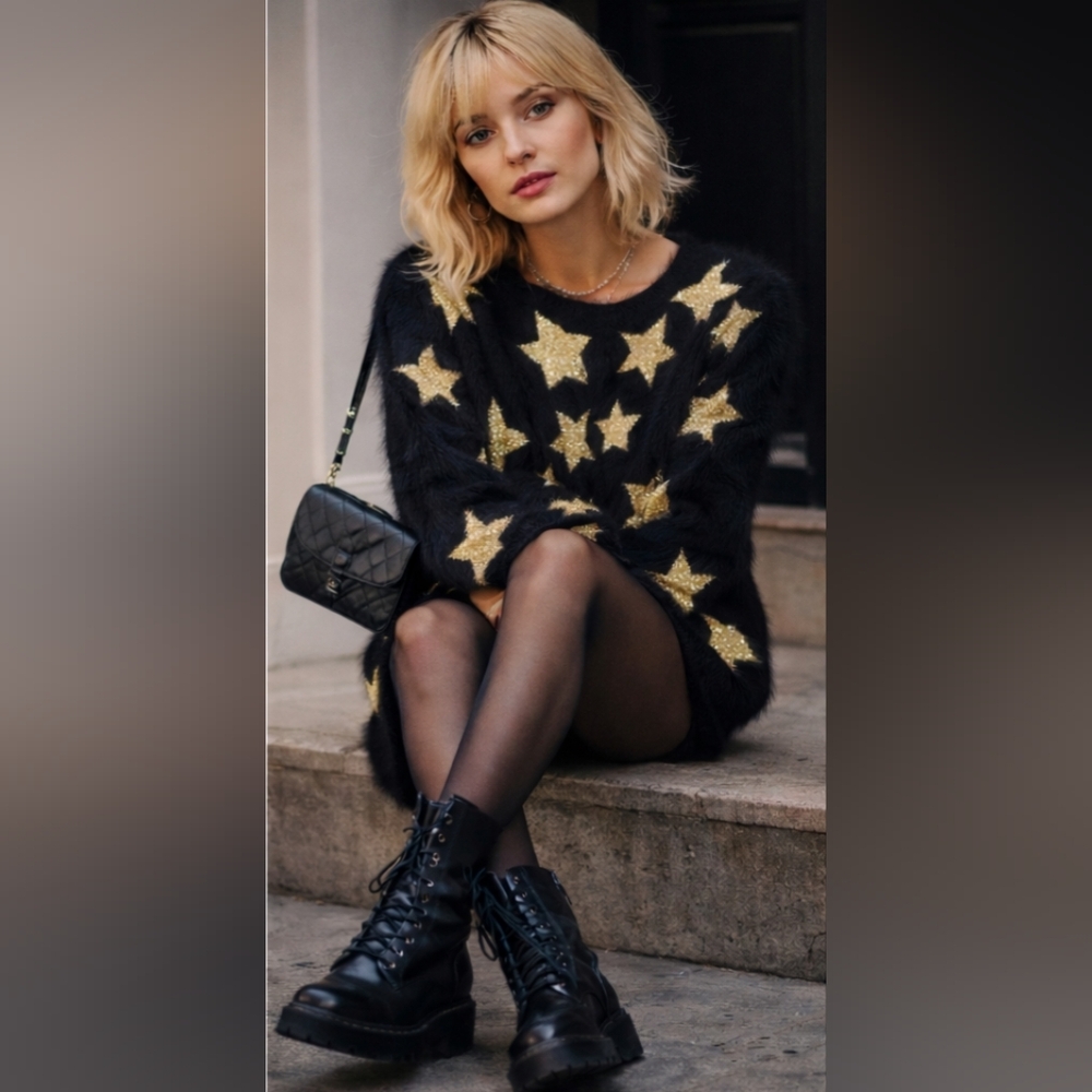 Adrienne Vittadini Angora 80's Stars and Glam Sweater-True Vintage